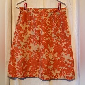L.L. Bean Classic Fit Linen/Cotton Blend Knit Mini Skirt Womens Sz S Orange/Wht
